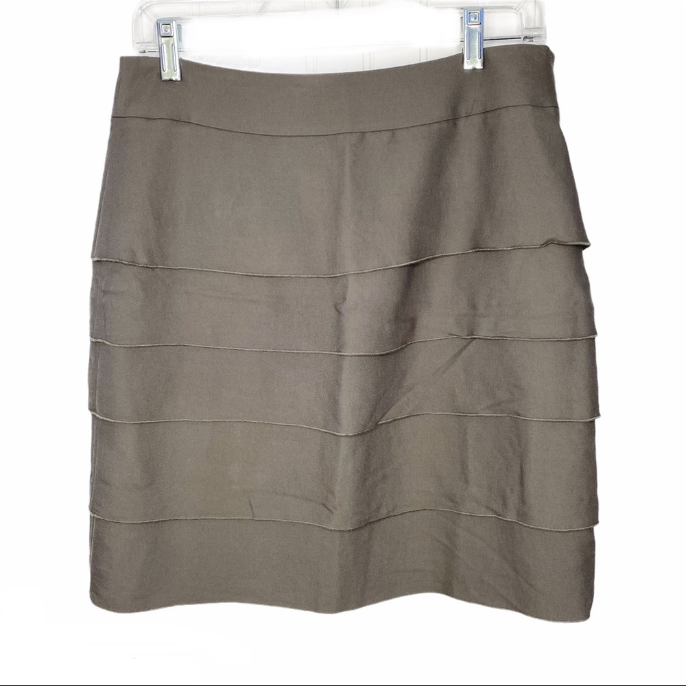 HALOGEN Dark Gray Tiered Ruffles Jersey Knit Skirt 8